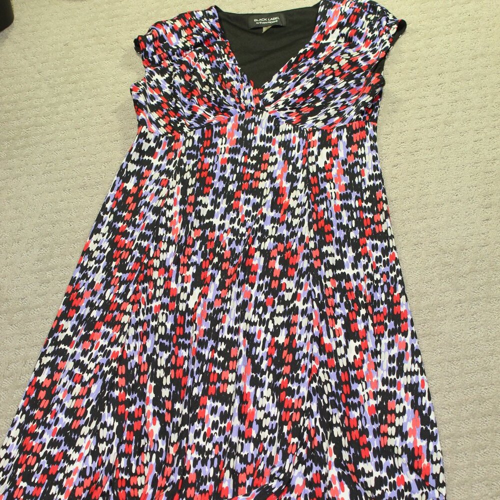 Black Label by Evan-Picone Size 10 Empire Waist Dress, Purple, Pink & Black